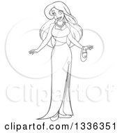 Clipart Of A Black And White Woman In A Formal Evening Gown Royalty Free Vector Illustration