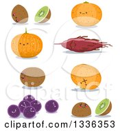 Poster, Art Print Of Kiwi Sweet Potato Potato Orange And Grapes Characters