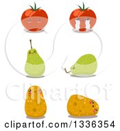 Poster, Art Print Of Happy And Sad Tomato Pear And Potato Characters