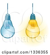 Poster, Art Print Of Suspended Light Bulbs On And Off