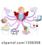 Poster, Art Print Of Purple Octopus Super Mom Balancing Many Things