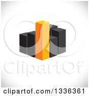 Poster, Art Print Of 3d Block Of Orange And Black City Skyscraper Highrise Buildings Or A Bar Graph Over Shading