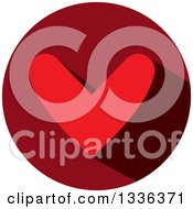 Poster, Art Print Of Flat Design Red Heart And Shadow In A Circle Icon