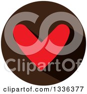 Poster, Art Print Of Flat Design Red Heart And Shadow In A Brown Circle Icon