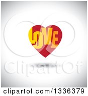 Poster, Art Print Of Flat Design Red Heart With Love Text Inside And A Shadow Over Shading