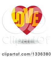 Poster, Art Print Of Flat Design Red Heart With Love Text Inside And A Shadow