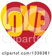 Poster, Art Print Of Flat Design Red Heart With Love Text Inside