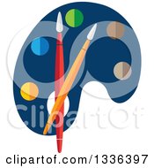Poster, Art Print Of Flat Design Art Paint Palette With Brushes