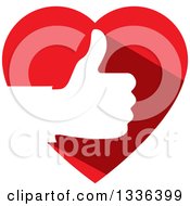 Poster, Art Print Of Flat Design White Silhouetted Thumb Up Hand In A Red Heart