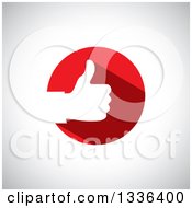 Poster, Art Print Of Flat Design White Silhouetted Thumb Up Hand In A Red Circle Over Shading