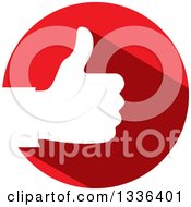 Poster, Art Print Of Flat Design White Silhouetted Thumb Up Hand In A Red Circle