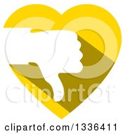 Clipart Of A Flat Design White Silhouetted Thumb Down Hand Over A Yellow Heart Royalty Free Vector Illustration by ColorMagic