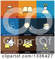 Flat Style School And Education Icons