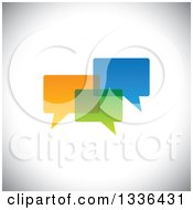 Clipart Of Three Colorful Speech Chat Balloons Overlapping Over Shading Royalty Free Vector Illustration