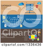 Flat Style Database Programming And Interface Design Online Business Icon Banners