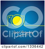 Poster, Art Print Of Yellow Camera And Line Over Digital Photography Text On Blue