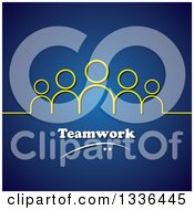 Poster, Art Print Of Yellow Line And Group Of People Above Teamwork Over Blue