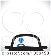 Blue Person Driving A Car With Blank Shaded Space