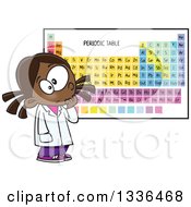 Clipart Of A Cartoon African American School Girl Studying The Periodic Table Of Elements Royalty Free Vector Illustration by toonaday
