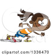Poster, Art Print Of Cartoon Black Track And Field Girl Taking Off For A Sprint