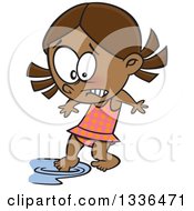Cartoon Cold Black Swimmer Girl Testing The Water With A Toe