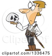 Cartoon Man Hamlet Holding A Skull