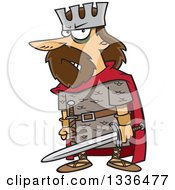 Poster, Art Print Of Cartoon Angry King Macbeth Holding A Sword