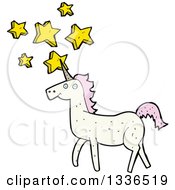 Poster, Art Print Of White Unicorn With Pink Hair And Stars