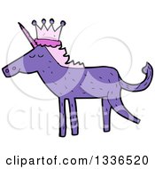 Poster, Art Print Of Purple Unicorn Wearing A Crown