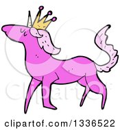 Clipart Of A Pink Unicorn Wearing A Crown Royalty Free Vector Illustration by lineartestpilot