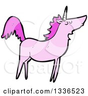 Clipart Of A Pink Unicorn Royalty Free Vector Illustration by lineartestpilot