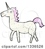 Clipart Of A White Unicorn With Pink Hair 3 Royalty Free Vector Illustration