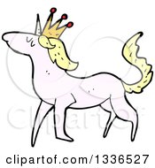 Poster, Art Print Of Pastel Pink Unicorn With A Blond Mane And A Crown