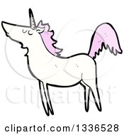 Clipart Of A White Unicorn With Pink Hair 4 Royalty Free Vector Illustration