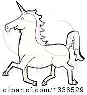 Clipart Of A White Unicorn With Pink Hair Royalty Free Vector Illustration by lineartestpilot