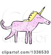 Poster, Art Print Of Pink Unicorn With A Blond Mane