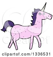 Poster, Art Print Of Pink Unicorn With Purple Hair