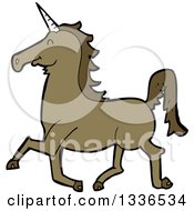 Poster, Art Print Of Cartoon Brown Unicorn Running