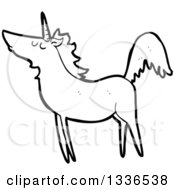 Poster, Art Print Of Cartoon Black And White Unicorn 4