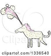 Poster, Art Print Of White Unicorn With Patterned Pink Hair And A Shooting Star Emerging From His Horn