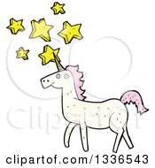 Poster, Art Print Of White Unicorn With Pink Hair And Stars 2