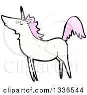 Clipart Of A White Unicorn With Pink Hair 5 Royalty Free Vector Illustration