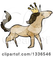 Poster, Art Print Of Textured Brown Unicorn Wearing A Crown 2