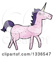 Poster, Art Print Of Textured Pink Unicorn With Dark Purple Hair