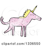 Poster, Art Print Of Textured Pink Unicorn With Blond Hair