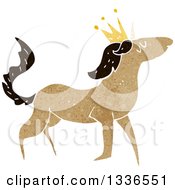 Poster, Art Print Of Textured Brown Unicorn Wearing A Crown