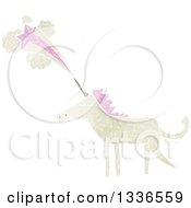 Clipart Of A Textured White Unicorn With Pink Hair And A Shooting Star Emerging From His Horn Royalty Free Vector Illustration