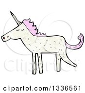 Clipart Of A Textured White Unicorn With Pink Hair Royalty Free Vector Illustration
