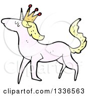 Clipart Of A Textured Pink Unicorn With A Blond Mane And A Crown Royalty Free Vector Illustration