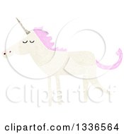 Poster, Art Print Of Textured White Unicorn With Pink Hair 3